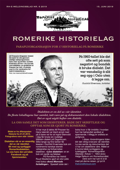 Romerike Historielags meldingsblad nr. 6 - 2019