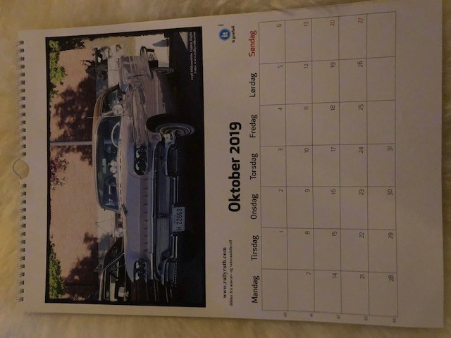 2019 kalender fra Rallyruth med lokal AmCar