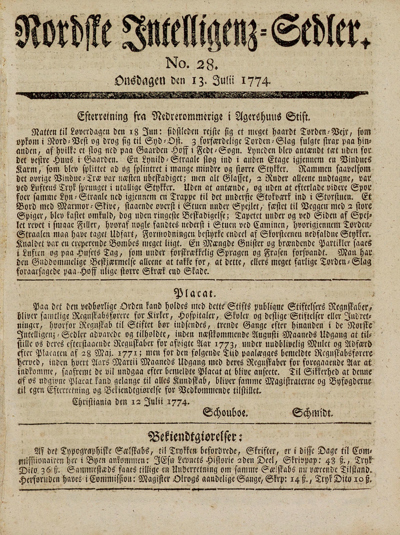Norske Intelligenz-Seddeler 13 juli 1774