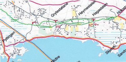 Kartet viser mulig ny trase for midtløypa Kartet viser mulig ny trase for midtløypa