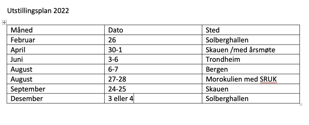 Terminliste 2022