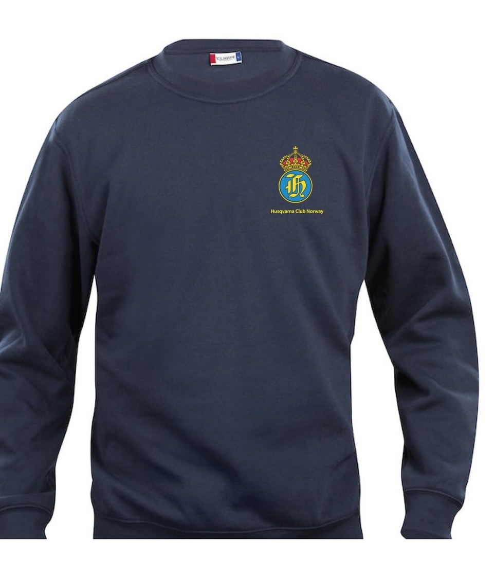 1200 Marineblå genser m/logo  kr 375, pluss frakt 