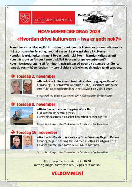 Novemberforedrag 2., 9. og 16. november 2023