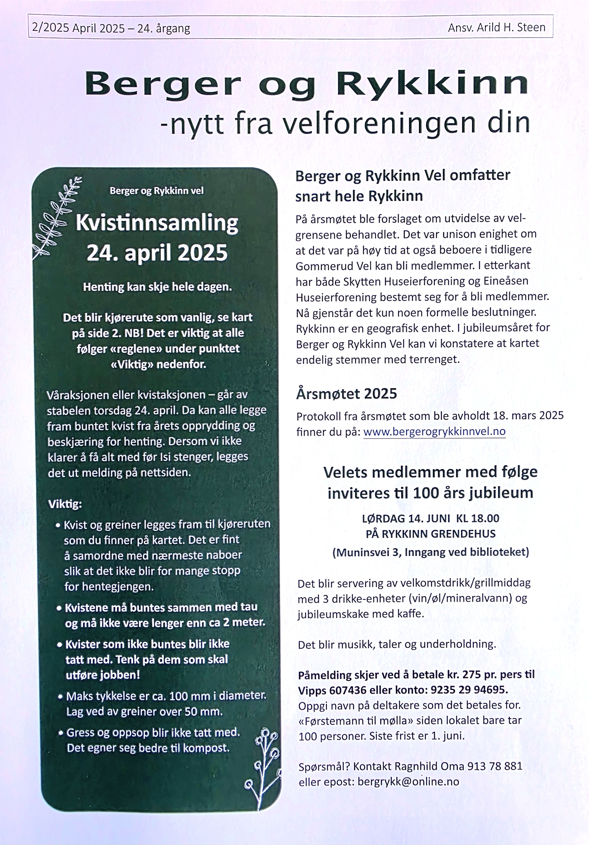 Årets Kvistinnsamling torsdag 24. april