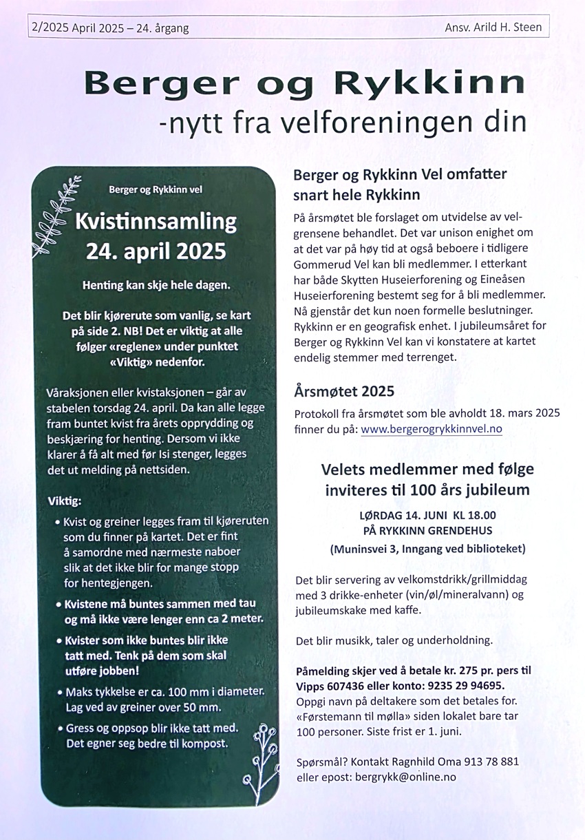 Årets Kvistinnsamling torsdag 24. april