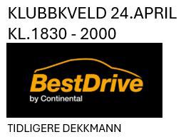 Klubbkveld torsdag 24.april 2025 kl 1830-2000