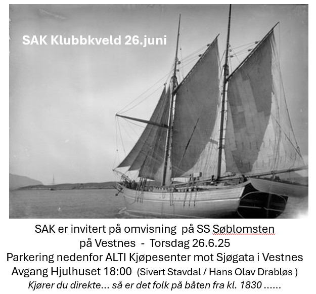 Klubbkveld 26.juni 2025 SS Søblomst i Vestnes