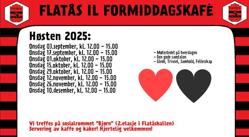 Formiddagskafeens åpningstider høsten 2025