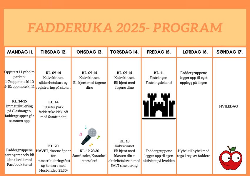 Program for fadderuka 2025!