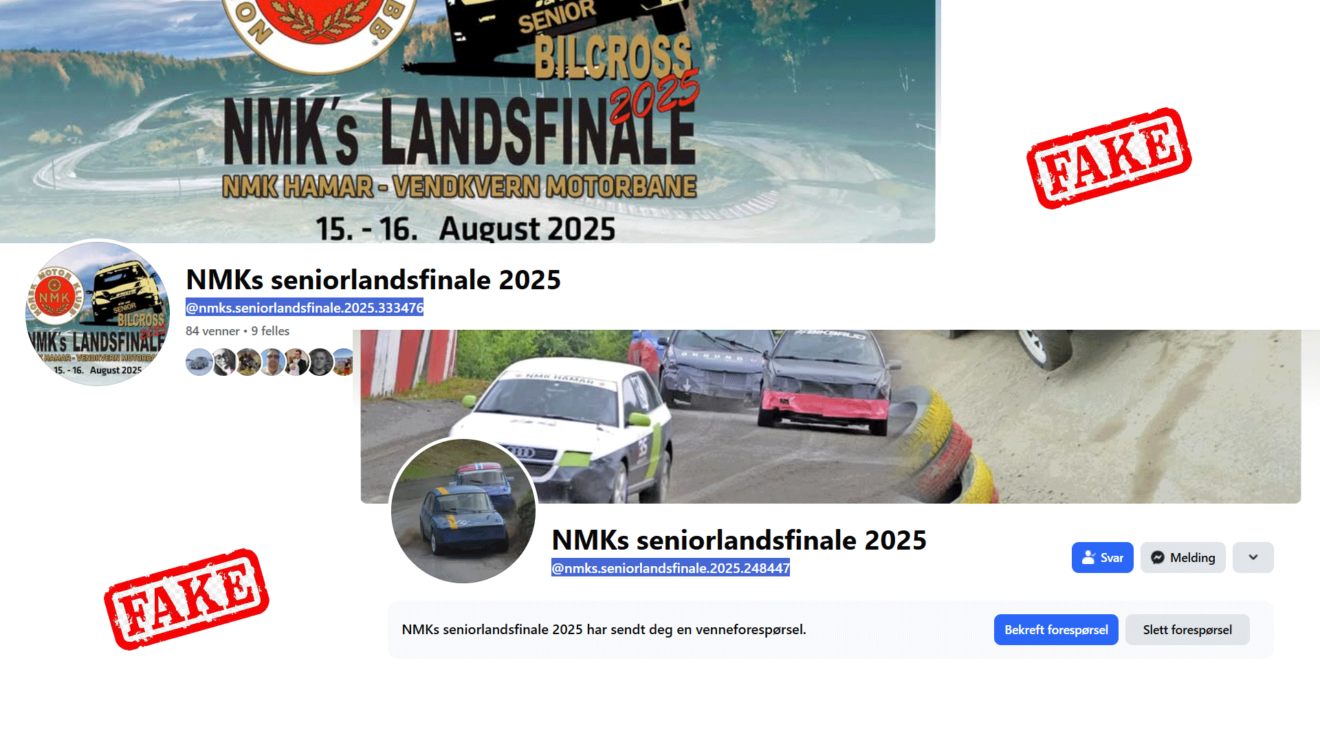 OBS! Falske sider på facebook