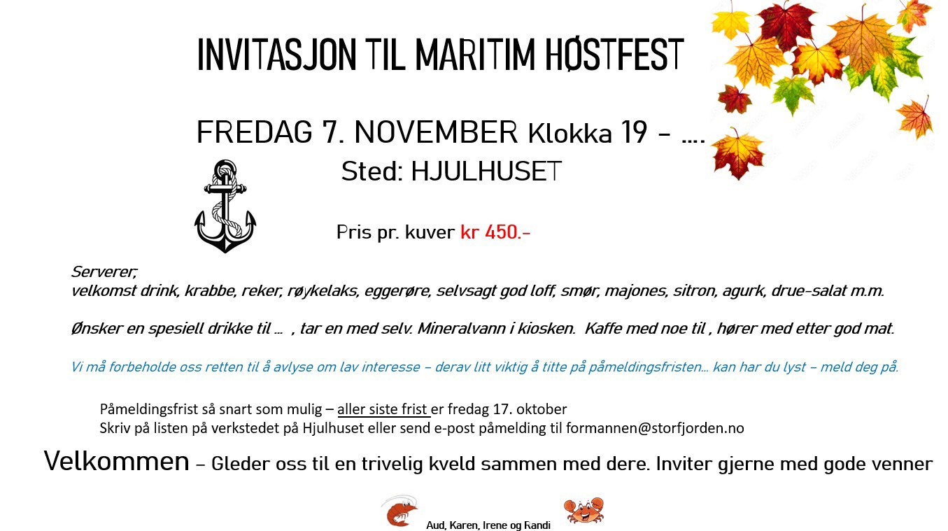 Maritim Høstfest Hjulhuset 7. nov 25