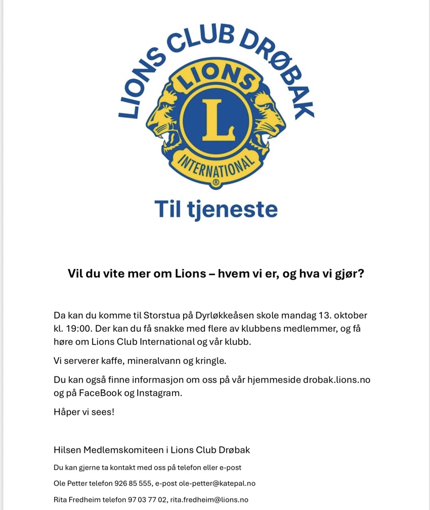 Har du lyst til å få vite mer om Lions?