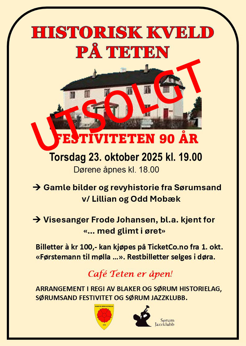 HISTORISK KVELD PÅ TETEN - FESTIVITETEN 90 ÅR