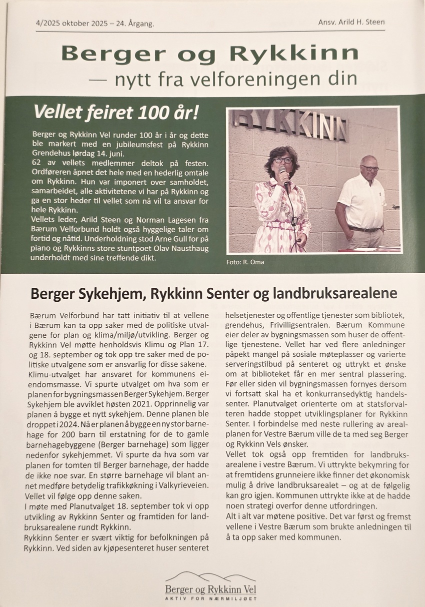 Oktober-utgaven av velavisen er nå delt ut