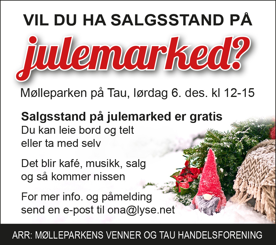 Vil du ha salgsstand på julemarked?