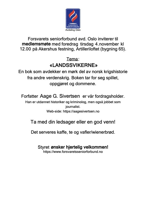 Medlemsmøte 4 november