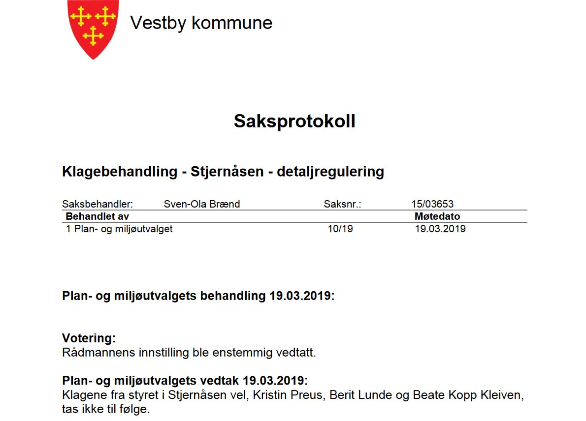  klager på utbygging Stjernåsen 2 avvist 19.3.19