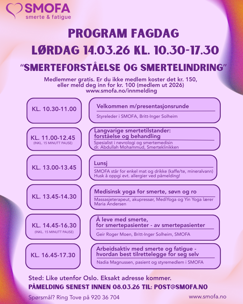 INVITASJON TIL FAGDAG 14.03.2026 KL. 10.30-17.30