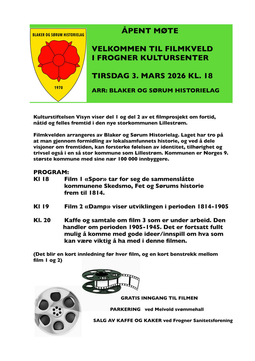FILMKVELD på Frogner Kultursenter 3. mars 2026