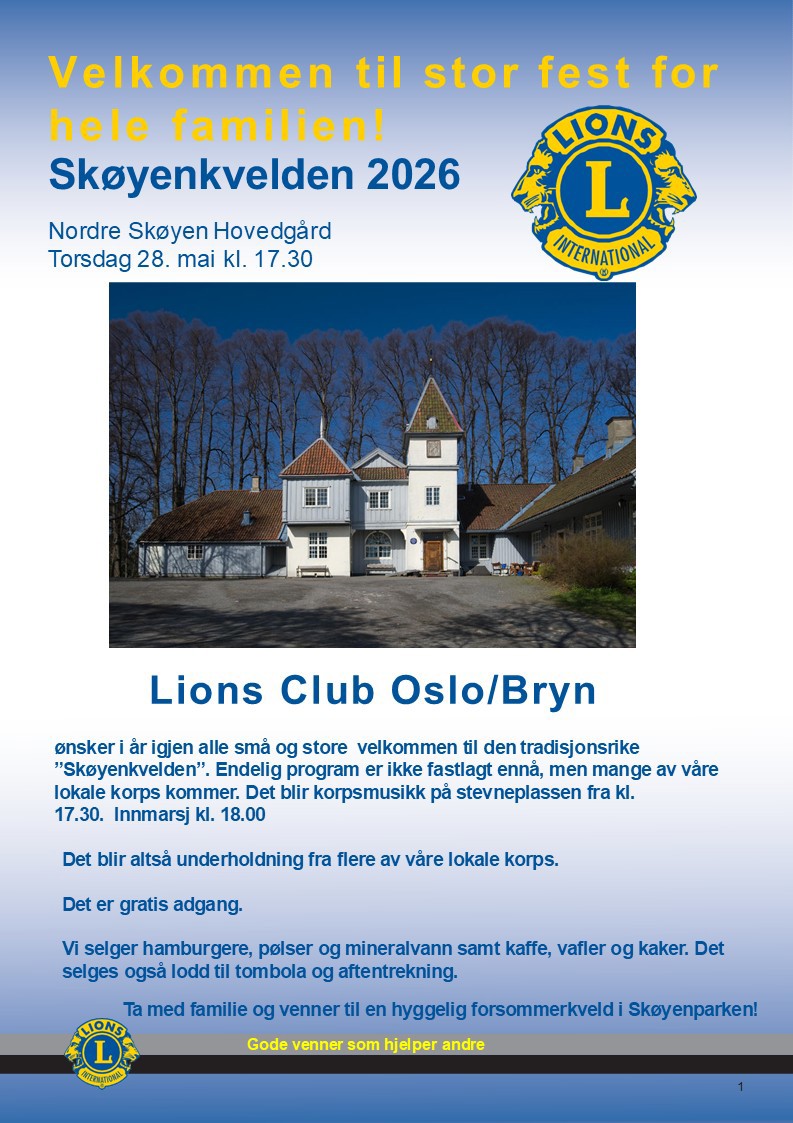 Vi arrangerer Skøyenkvelden torsdag 28. mai 2026 