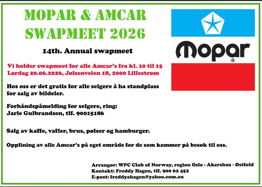 MoPar Swap Meet 20. juni