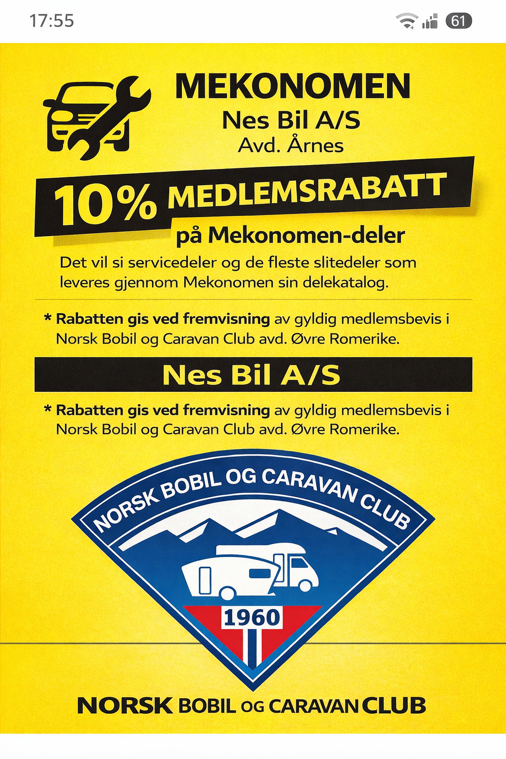 Nytt lokalt medlemstilbud.