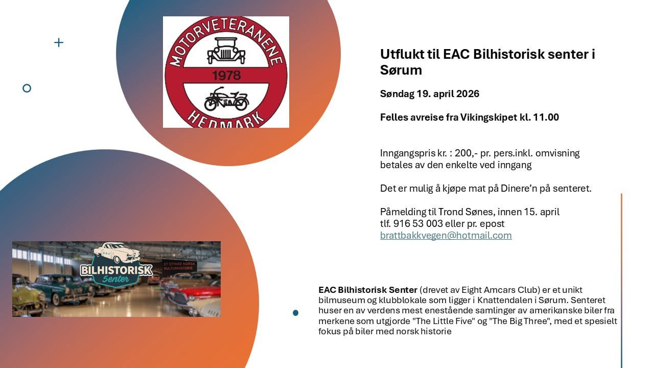 Tur til EAC Bilhistorisk Senter Sørum