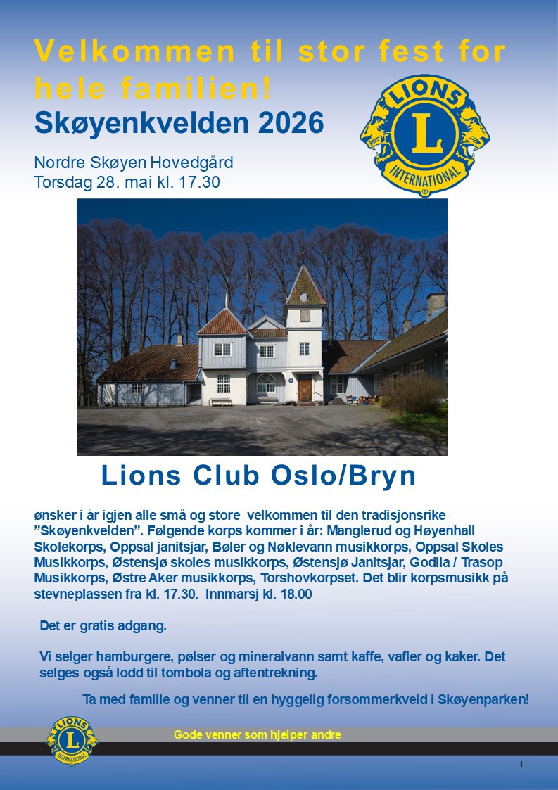 Vi arrangerer Skøyenkvelden torsdag 28. mai 2026 