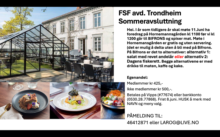 Medlemsmøte torsdag 11.juni kl 1100 i Hornemansgår