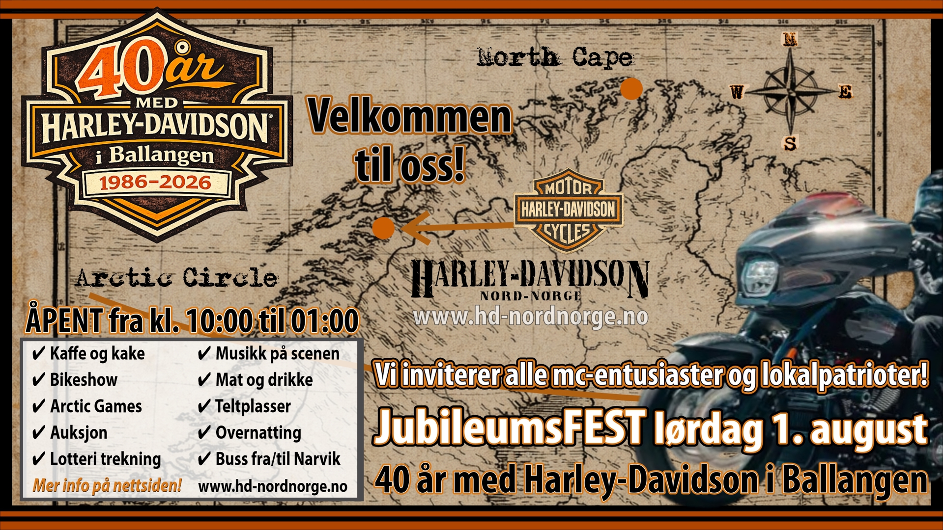40 år med Harley-Davidson i Ballangen 1. august