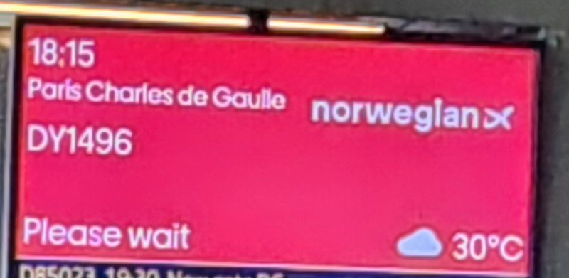 Opplysning om flyet til CDG