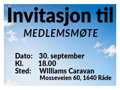 Medlemsmøte hos Williams Caravan 30.09.26