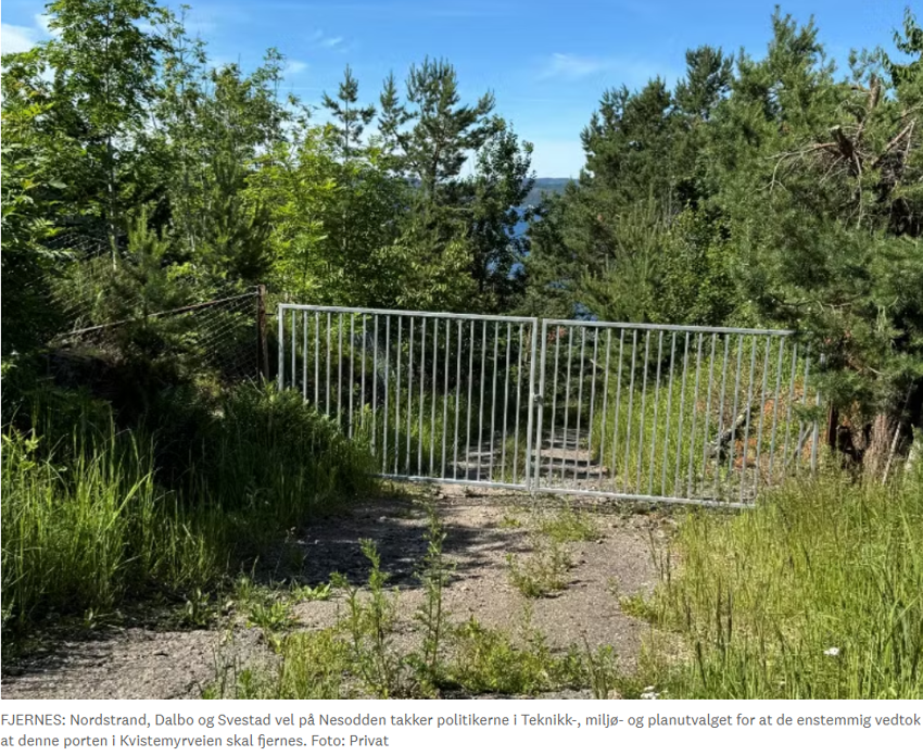 Porten i Kvistemyrveien skal fjernes
