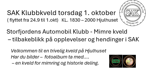 Klubbkveld 1.okt Mimre kveld tilbakeblikk 