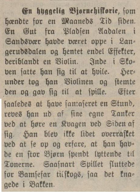 En bjørnehistorie fra Sandsvær anno år 1900