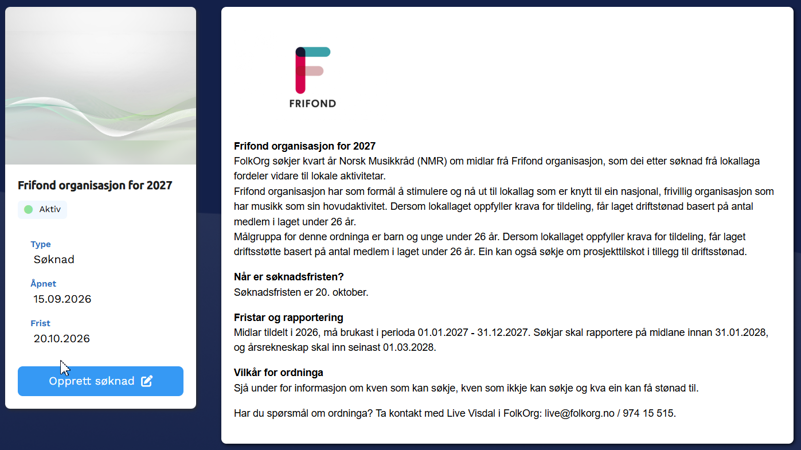 Søknad - Frifond organisasjon