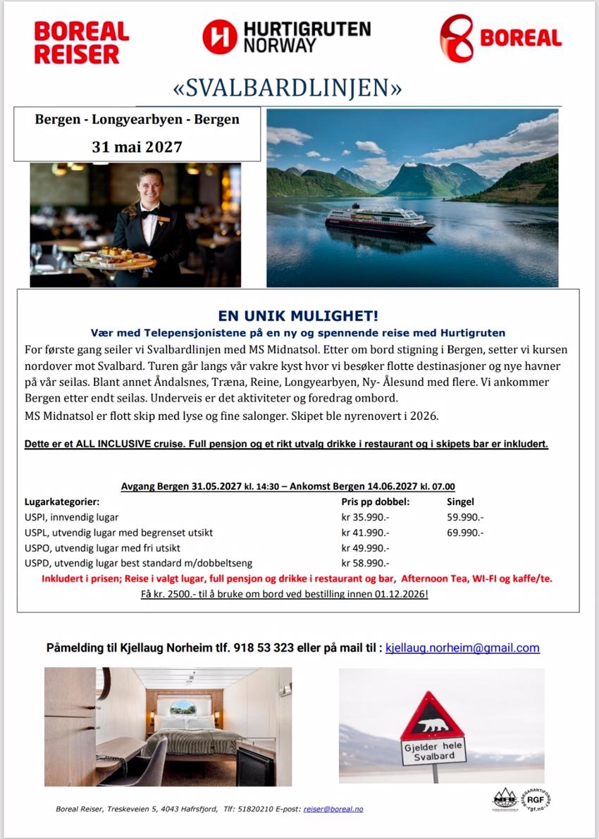 Svalbardcruise våren 2027 med Hurtigruten
