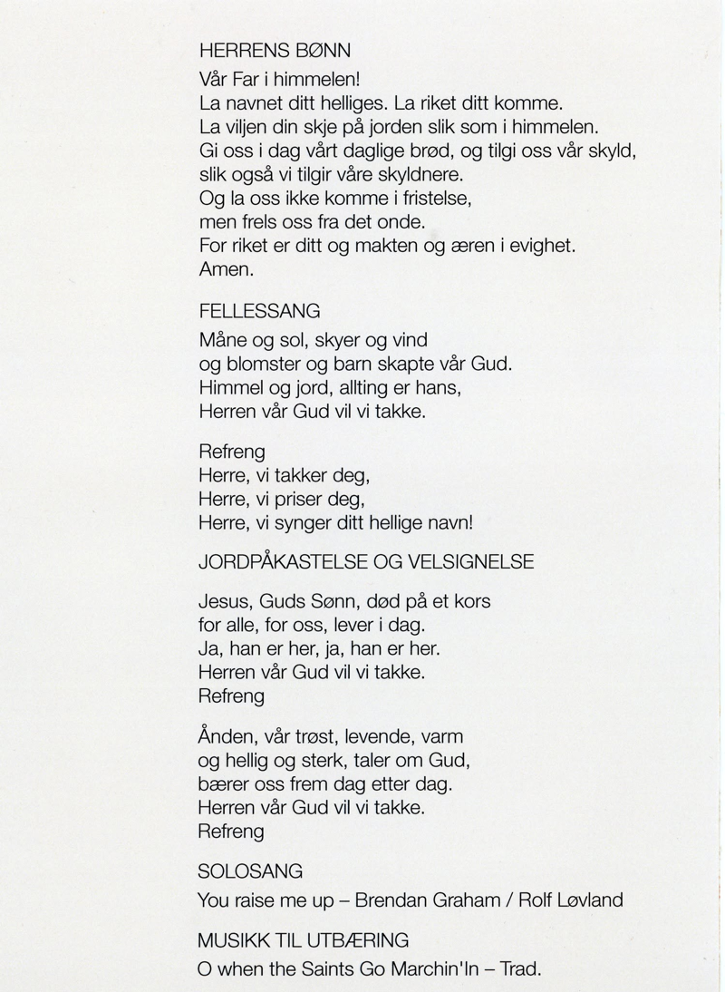 2026.10.15 Knut Fallas bortgang. Minnehefte side 2. Foto Grunde Vale.