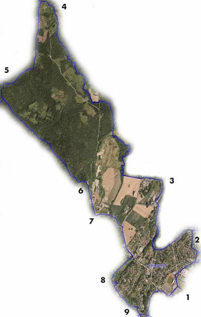 Kart som viser grensene til Furubakken Vel i Bærum