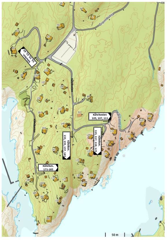 Adressehenvisningskilt for Hvitsandbukta