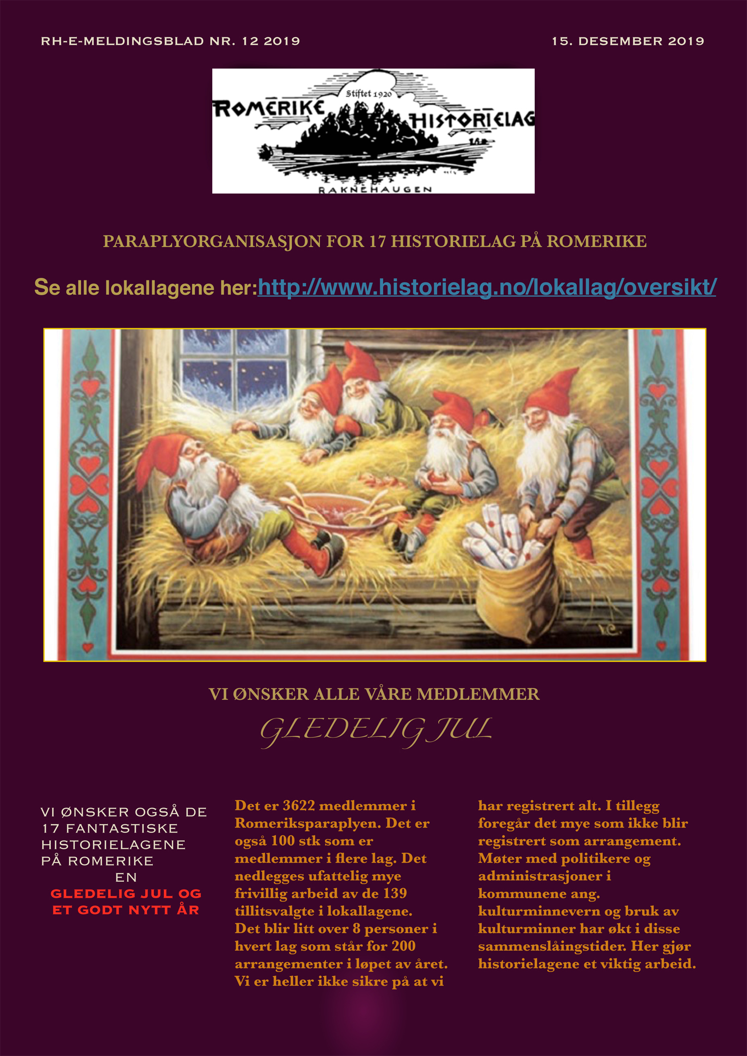 Romerike Historielags meldingsblad nr. 12 – 2019