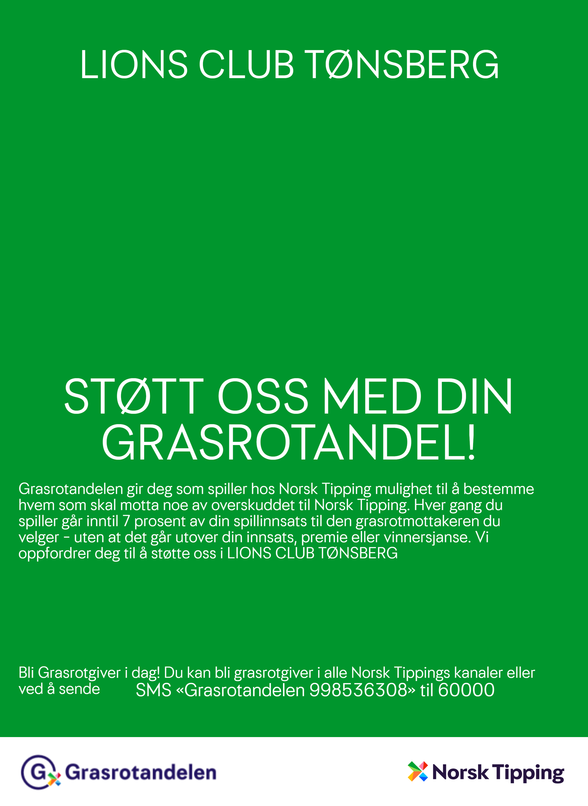 Støtt Lions Club Tønsberg med din Grasrotandel