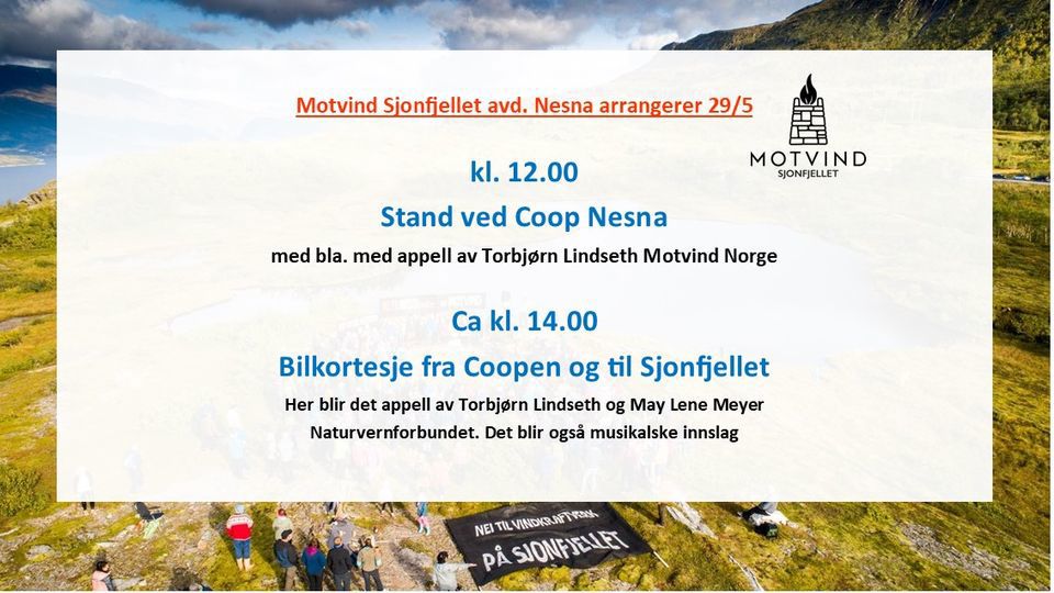 Stand på Nesna og bilkortesje til Sjonfjellet