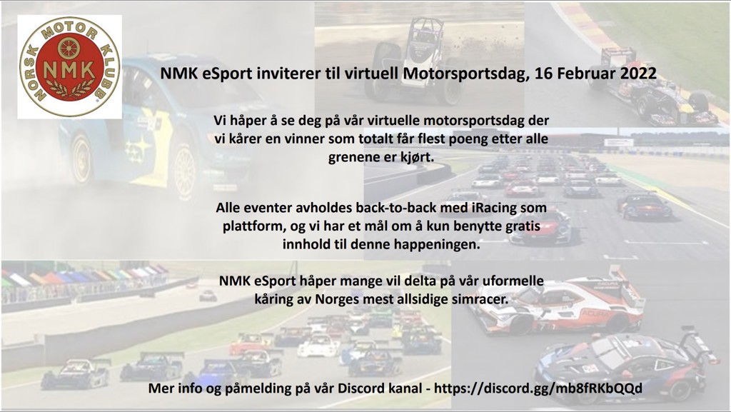NMK eSport inviterer til virtuell Motorsportdag