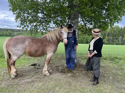 Hestekar og «frøken» i passiar ved «Tømtevår». Hesten er et populært innslag hvert år!