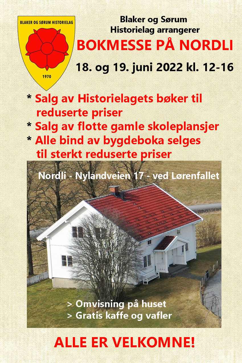 Bokmesse 18. og 19. juni 2022 på Nordli i Sørum 