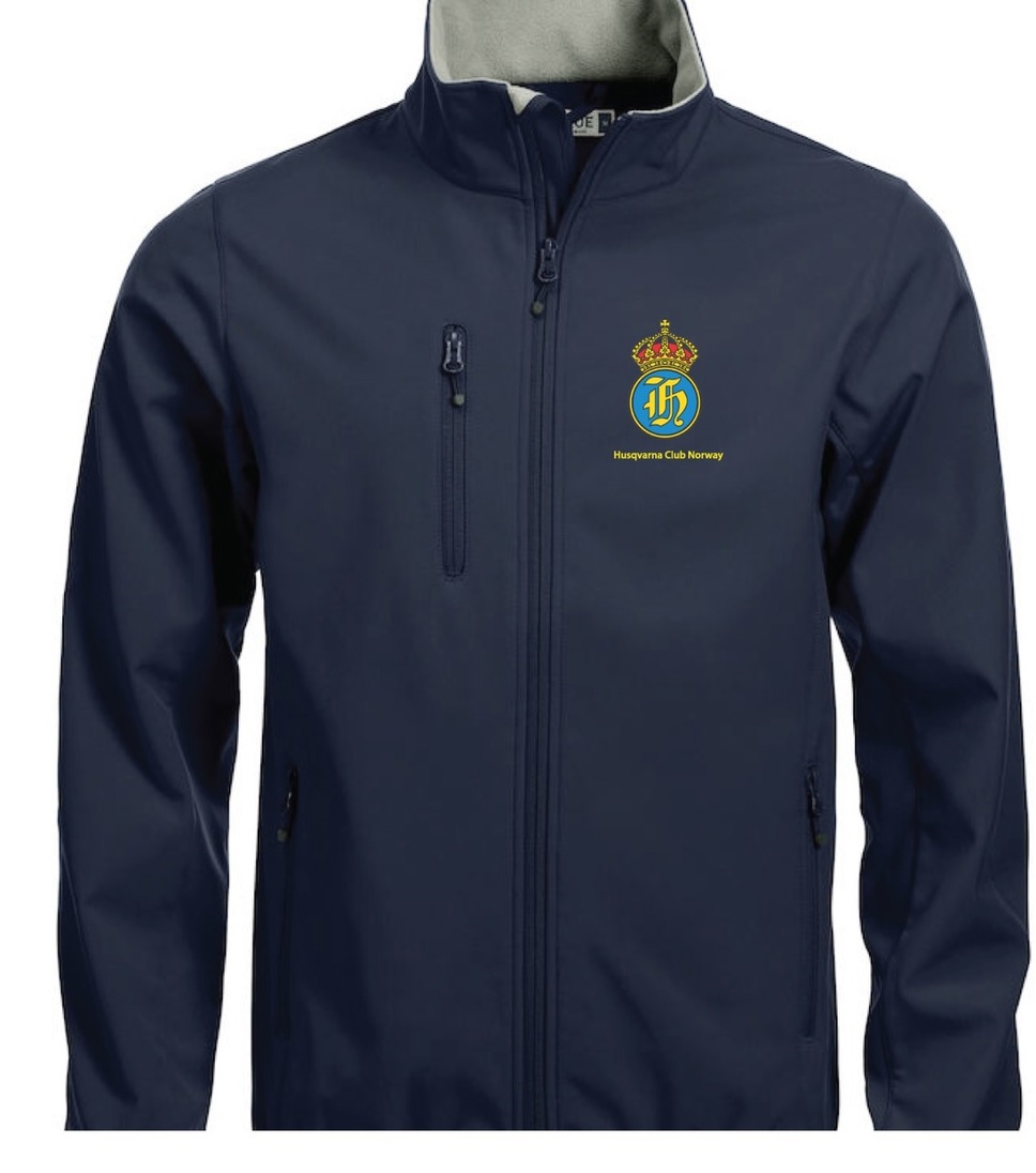 1100 Marineblå jakke med logo kr 650,- pluss frakt