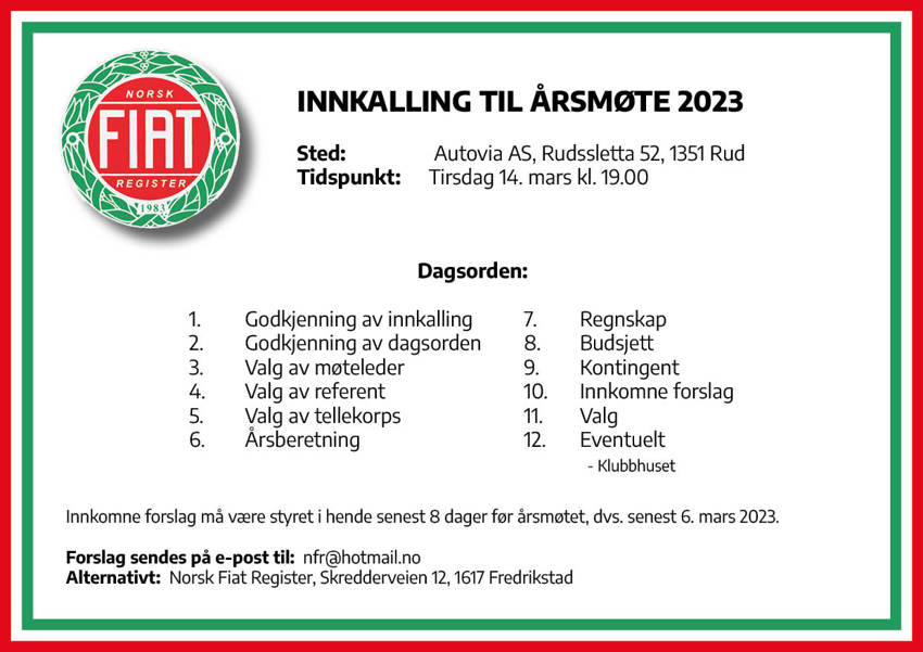 Innkalling til årsmøte 2023