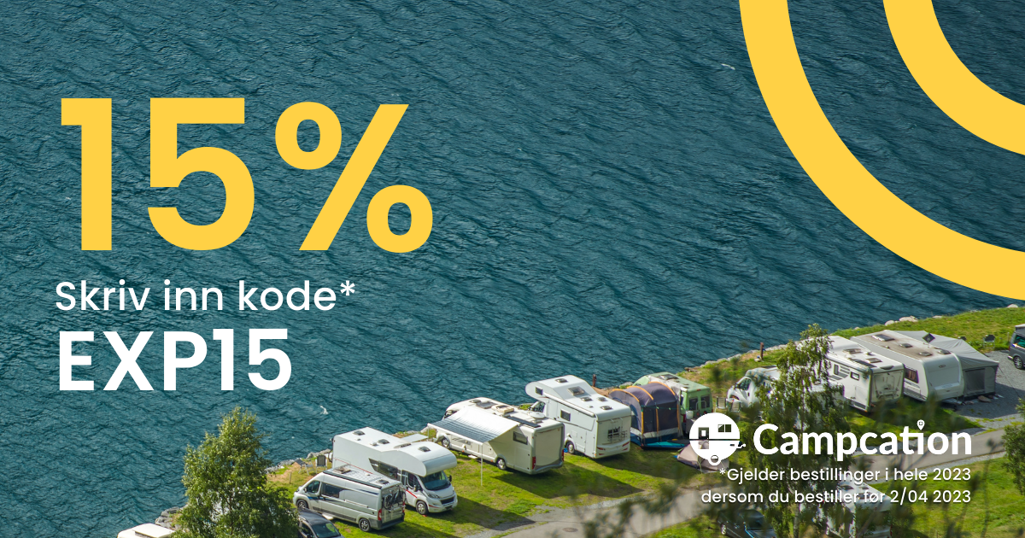 Bestill årets campingeventyr med 15% rabatt!