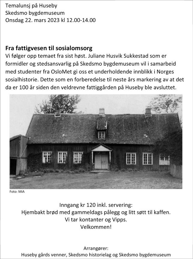 Temalunsj på Huseby - om Norges sosialhistorie